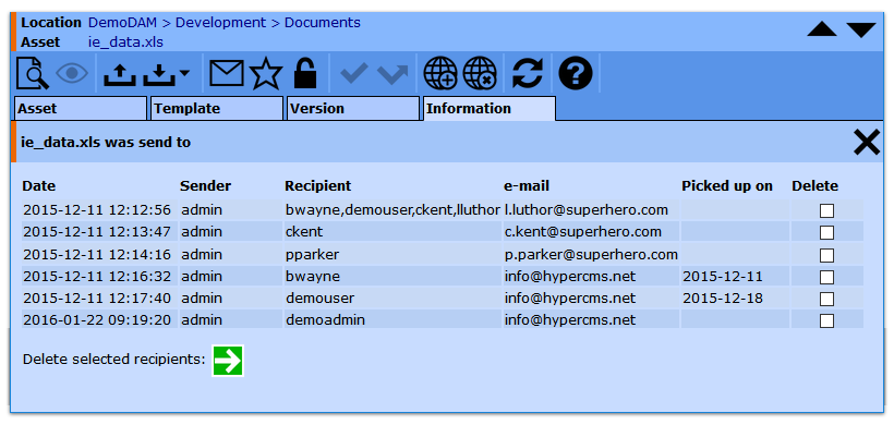 Sender and Recipient Report